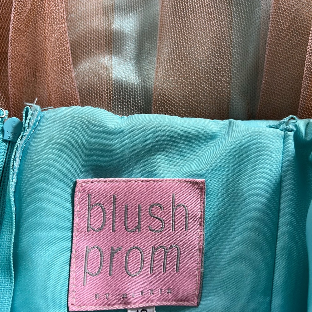 Stunning Blue and Tan Prom Dress